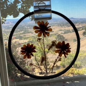 Pressed Flower Sun Catcher Round Wall Hanging